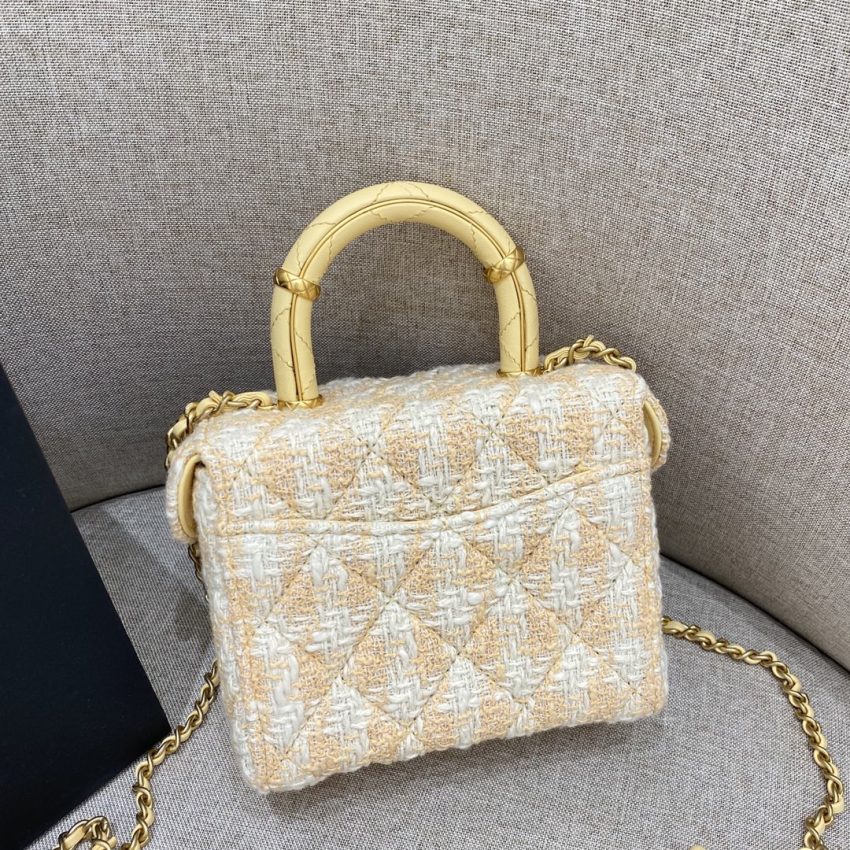 Replica CHANEL Tweed Handle Crush Small Apricot 3 Replica CHANEL Tweed Handle Crush Small Apricot - premium 1:1 fake handbag model