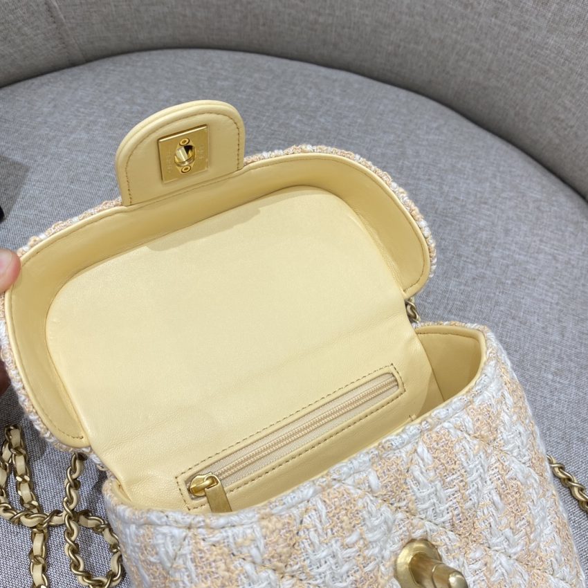 Replica CHANEL Tweed Handle Crush Small Apricot 7 Replica CHANEL Tweed Handle Crush Small Apricot - 1:1 designer replica handbag