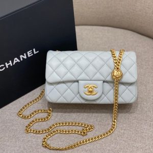 Replica CHANEL Camellia Flap Light Blue 1 Replica CHANEL Camellia Flap Light Blue - top-tier luxury replica shoulder bag
