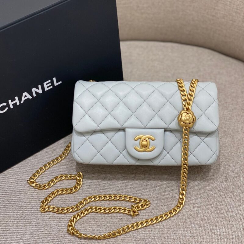 Replica CHANEL Camellia Flap Light Blue 1 Replica CHANEL Camellia Flap Light Blue - top-tier luxury replica shoulder bag