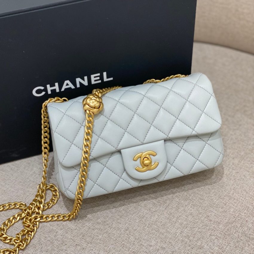 Replica CHANEL Camellia Flap Light Blue 2 Replica CHANEL Camellia Flap Light Blue - top-tier luxury replica shoulder bag