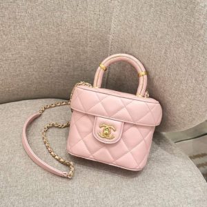 Replica CHANEL Tweed Handle Crush Small Pink 2 Replica CHANEL Tweed Handle Crush Small Pink - 1:1 designer replica handbag
