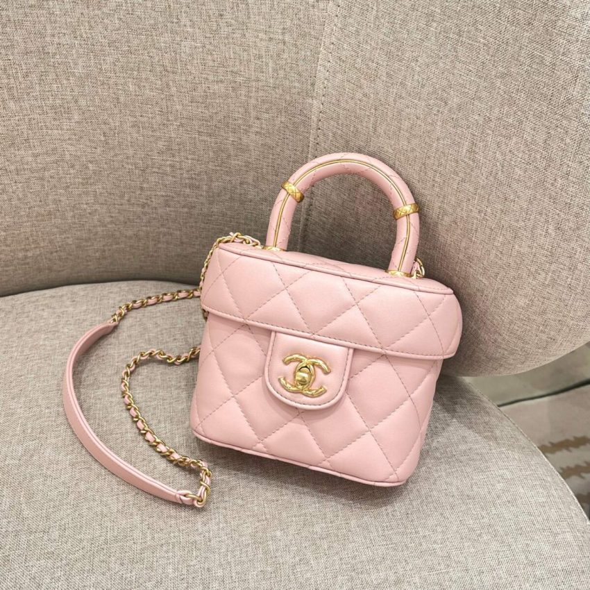 Replica CHANEL Tweed Handle Crush Small Pink 2 Replica CHANEL Tweed Handle Crush Small Pink - 1:1 designer replica handbag