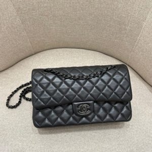 Replica CHANEL Classic Flap 25cm All Black 2 Replica CHANEL Classic Flap 25cm All Black - premium 1:1 fake handbag model
