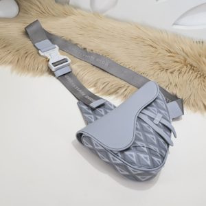 Replica Dior Saddle Bag Diamong Grey - top-tier luxury replica shoulder bag