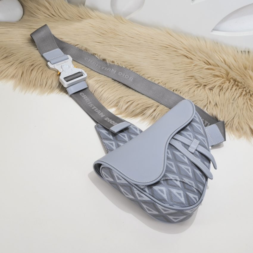 Replica Dior Saddle Bag Diamong Grey - top-tier luxury replica shoulder bag