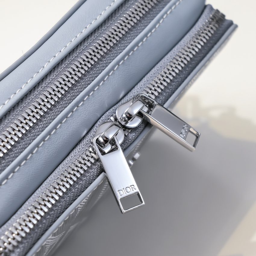 Replica Dior Zipped Pouch Diamond Blue 3 Replica Dior Zipped Pouch Diamond Blue - near-authentic luxury replica handbag