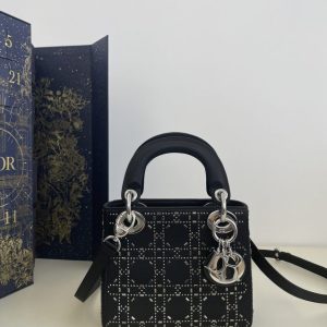 Replica Lady Dior Mini Satin Black 1 Replica Lady Dior Mini Satin Black - premium 1:1 fake handbag model