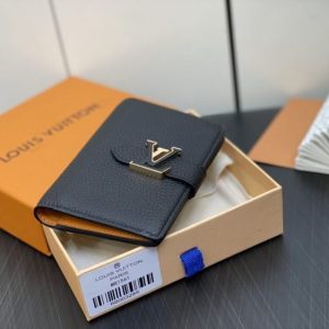 Replica Louis Vuitton Vertical Compact Wallet Black - top-rated replica designer bag