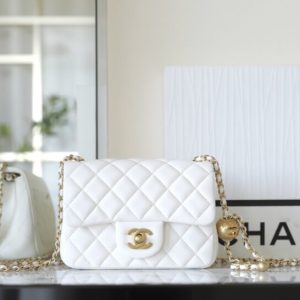 Replica CHANEL CF 20 cm Golden Ball White 1 Replica CHANEL CF 20 cm Golden Ball White - premium-grade designer purse dupe