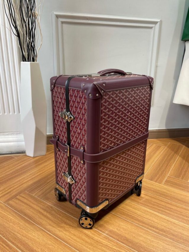 Replica Goyard Bourget Travel Suitcase Bordeaux 5 Fake Goyard Bourget Suitcase — Rolling Goyardine Travel Luggage