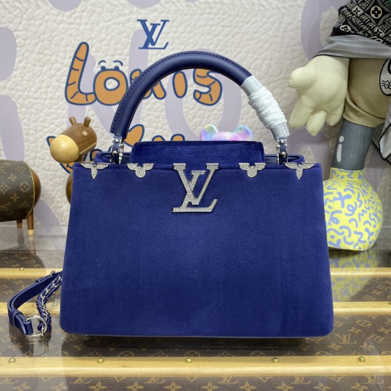 Replica Loius Vuitton Capucines Blue Velvet 1 Replica Loius Vuitton Capucines Blue Velvet - authentic-look luxury purse replica