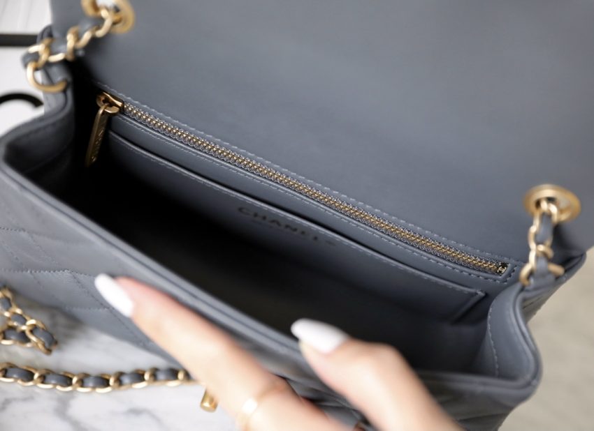 Replica CHANEL CF 20cm Golden Ball Grey 2 Replica CHANEL CF 20cm Golden Ball Grey - premium 1:1 fake handbag model