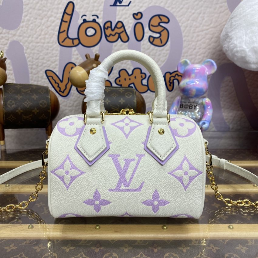 Replica Louis Vuitton Speedy Bandouliere 20 White Purple - ultra-realistic fake designer tote