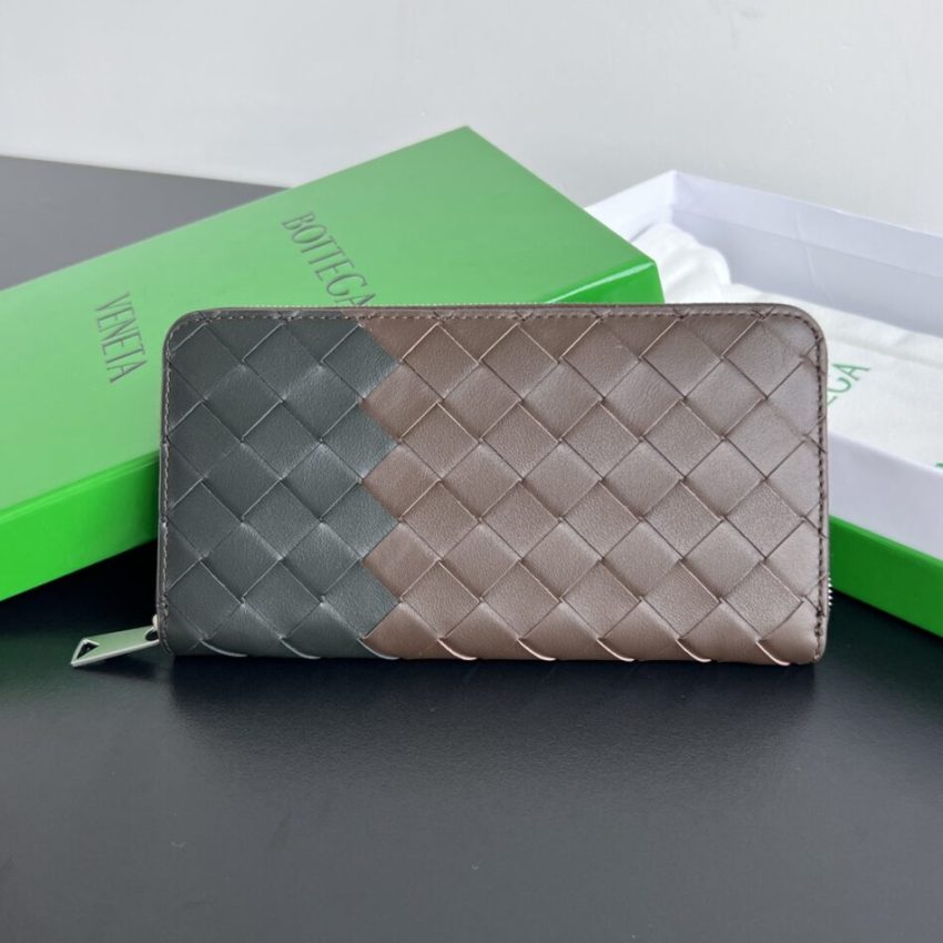 Replica Bottega Veneta Zip Long Wallet Brown&Black - top-tier luxury replica shoulder bag