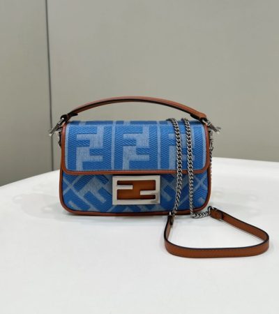 Replica Fendi Baguette Small Denim Blue - top-tier luxury replica shoulder bag