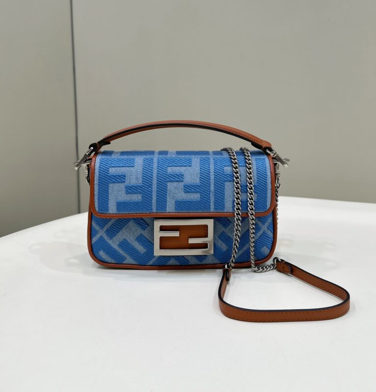 Replica Fendi Baguette Small Denim Blue 1 Replica Fendi Baguette Small Denim Blue - top-tier luxury replica shoulder bag