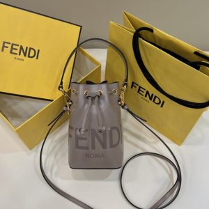 Replica Fendi Tresor Mini Bucket Grey 1 Replica Fendi Tresor Mini Bucket Grey - realistic designer-inspired fake bag