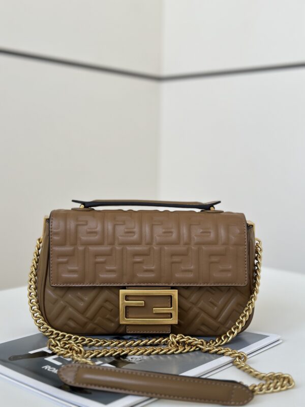 Replica Fendi Baguette Sliding Chain Brown - elite superclone designer purse