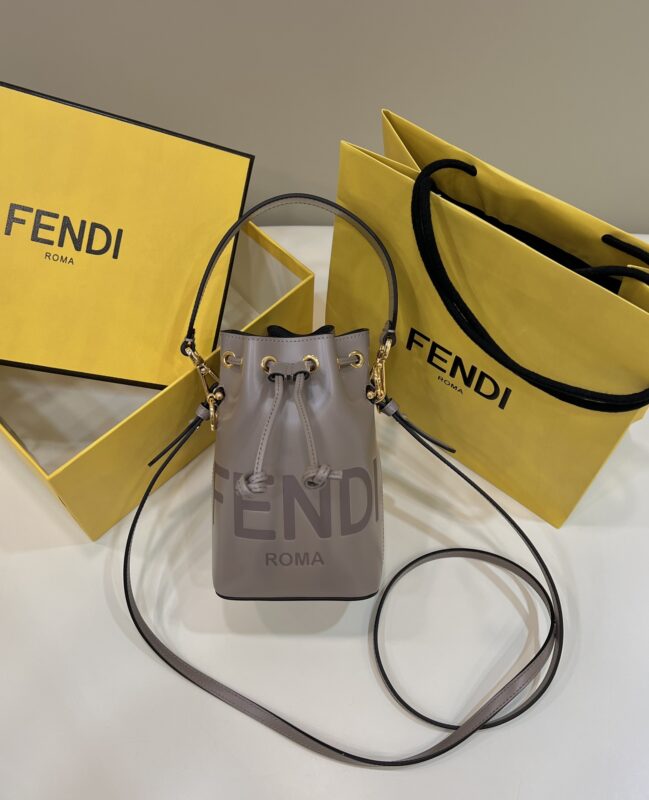 Replica Fendi Tresor Mini Bucket Grey 1 Replica Fendi Tresor Mini Bucket Grey - realistic designer-inspired fake bag