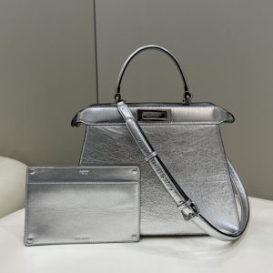 Replica Fendi Peekaboo Large Silver 1 Replica Fendi Peekaboo Large Silver - premium-grade designer purse dupe