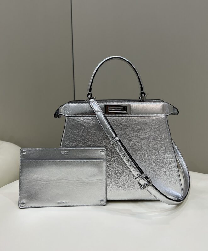 Replica Fendi Peekaboo Large Silver 1 Replica Fendi Peekaboo Large Silver - premium-grade designer purse dupe