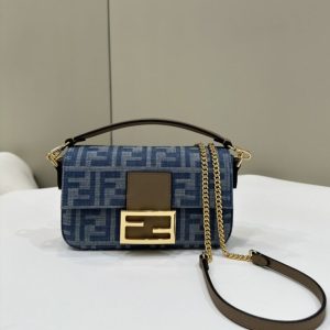 Replica Fendi Baguette Small Dark Bue Denim 1 Replica Fendi Baguette Small Dark Bue Denim - high-end fake designer purse