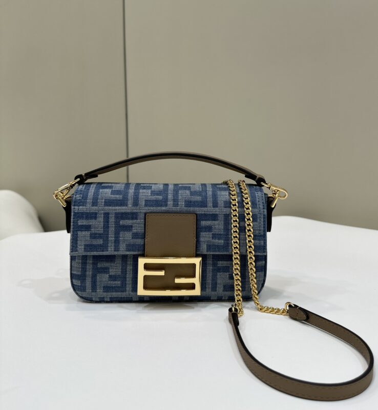 Replica Fendi Baguette Small Dark Bue Denim 1 Replica Fendi Baguette Small Dark Bue Denim - high-end fake designer purse