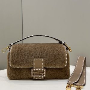 Replica Fendi Baguette Brown Wool 1 Replica Fendi Baguette Brown Wool - top-tier luxury replica shoulder bag