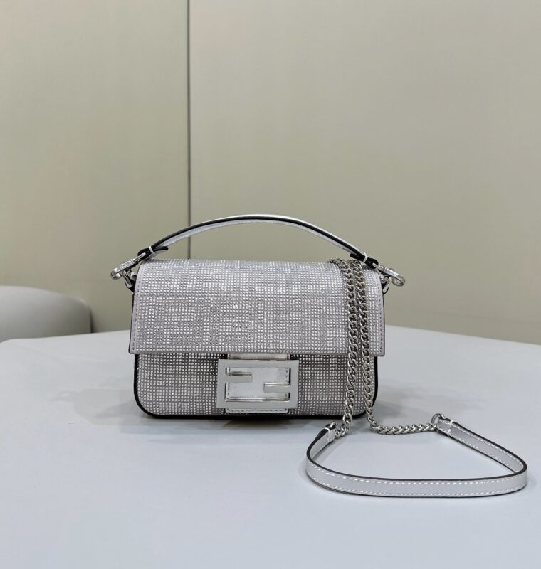 Replica Fendi Baguette Silver Diamond 1 Replica Fendi Baguette Silver Diamond - authentic-look luxury purse replica