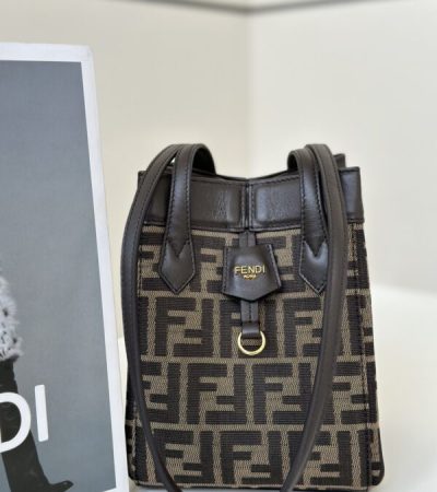 Replica Fendi Origami Small Brown Cotton - high-end fake designer purse