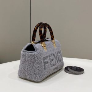 Replica Fendi By The Way Boston Blue Wool 2 Replica Fendi By The Way Boston Blue Wool - high-end fake designer purse