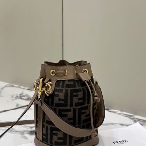 Replica Fendi Tresor Mini Bucket Brown 2 Replica Fendi Tresor Mini Bucket Brown - high-end fake designer purse