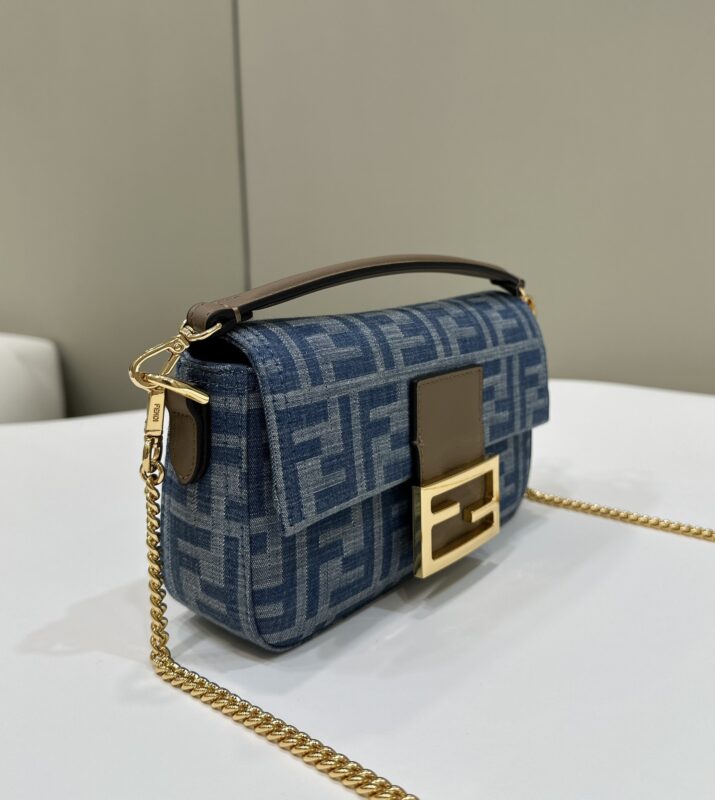 Replica Fendi Baguette Small Dark Bue Denim 4 Replica Fendi Baguette Small Dark Bue Denim - authentic-look luxury purse replica