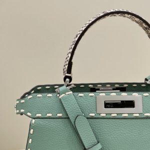 Replica Fendi Peekaboo Green Python Handle - ultra-realistic fake designer tote