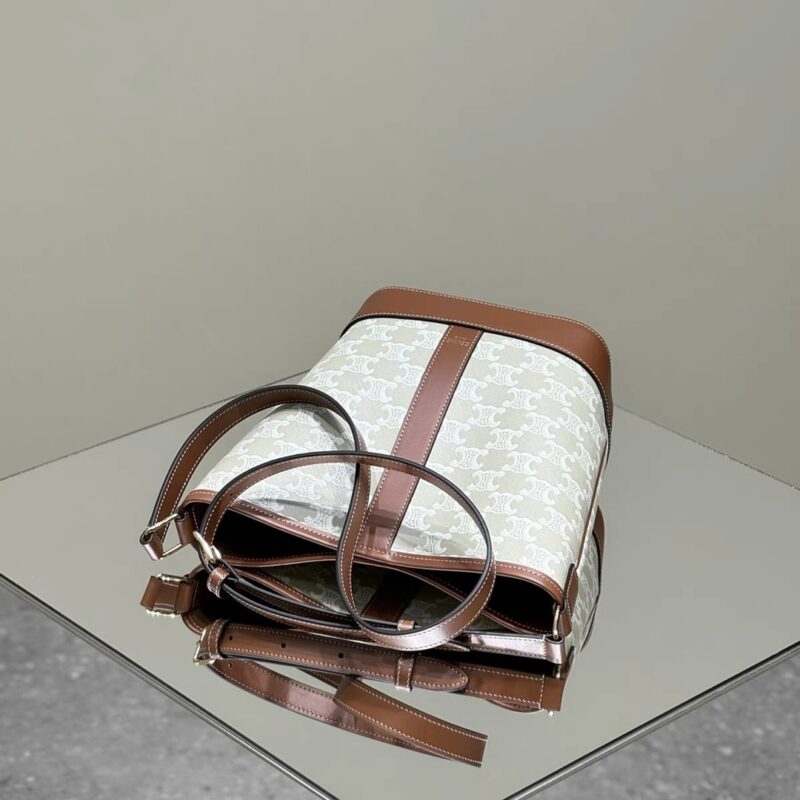 Replica Celine Triomphe Bucket White - near-authentic luxury replica handbag