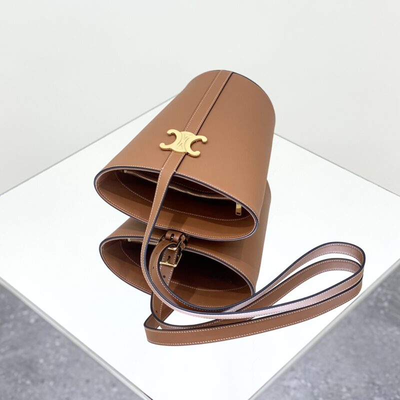 Replica Celine Triomphe Bucket Bag Brown 6 Replica Celine Triomphe Bucket Bag Brown - authentic-look luxury purse replica