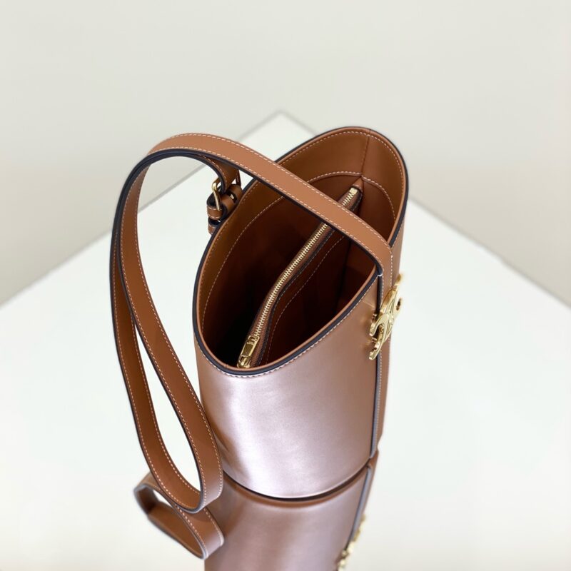 Replica Celine Triomphe Bucket Bag Brown 7 Replica Celine Triomphe Bucket Bag Brown - authentic-look luxury purse replica