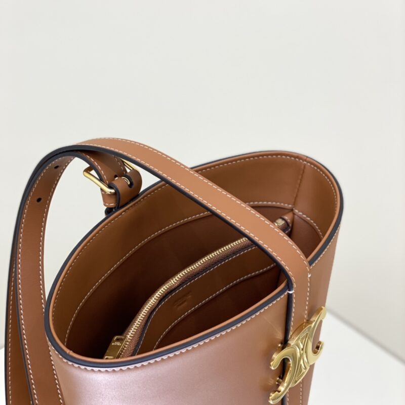 Replica Celine Triomphe Bucket Bag Brown 8 Replica Celine Triomphe Bucket Bag Brown - high-end fake designer purse