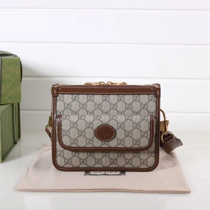 Replica GUCCI MESSENGER BAG WITH INTERLOCKING - premium-grade designer purse dupe