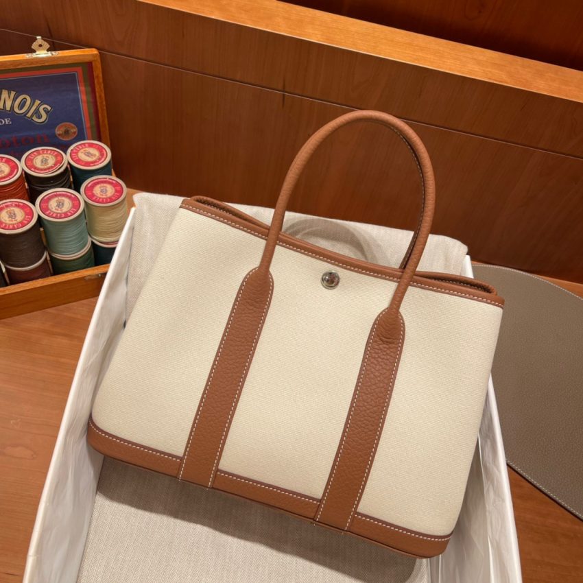 Replica Hermes Garden Party 30cm Beige Canvas - ultra-realistic fake designer tote