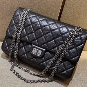 Replica CHANEL 2.55 Bag Black Silver 1 Replica CHANEL 2.55 Bag Black Silver - near-authentic luxury replica handbag