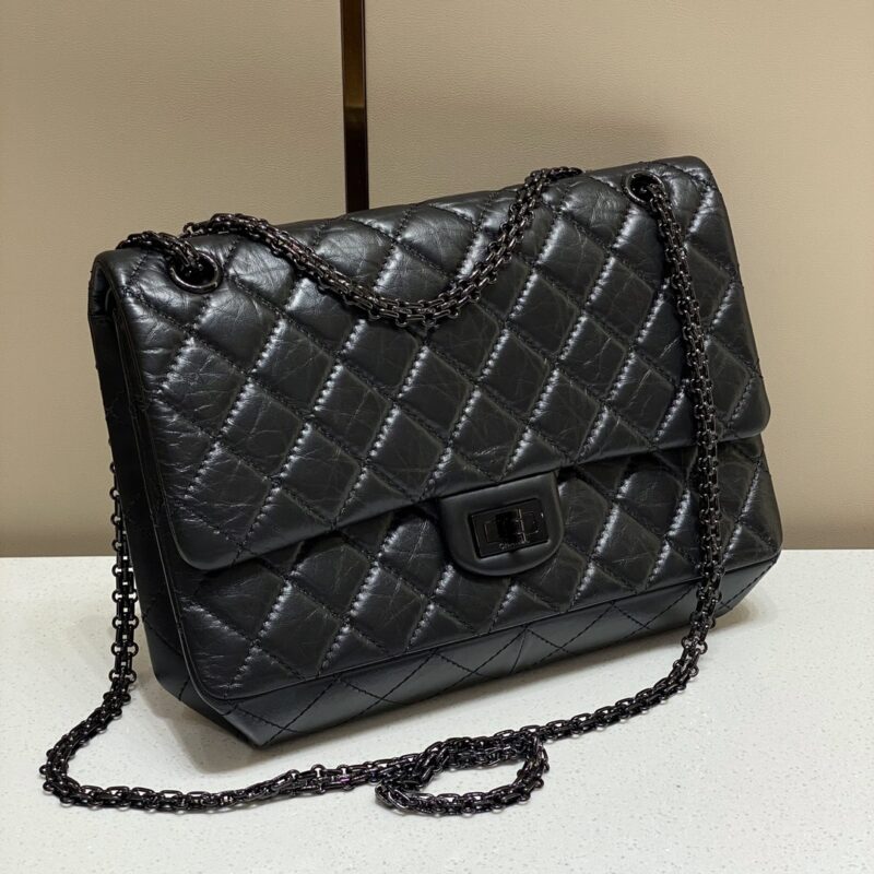 Replica CHANEL 2.55 Bag Large Black 4 Replica CHANEL 2.55 Bag Large Black - realistic designer-inspired fake bag