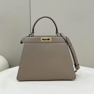 Replica Fendi Peekaboo With Patch Pocket Beige 4 Replica Fendi Peekaboo With Patch Pocket Beige - premium 1:1 fake handbag model