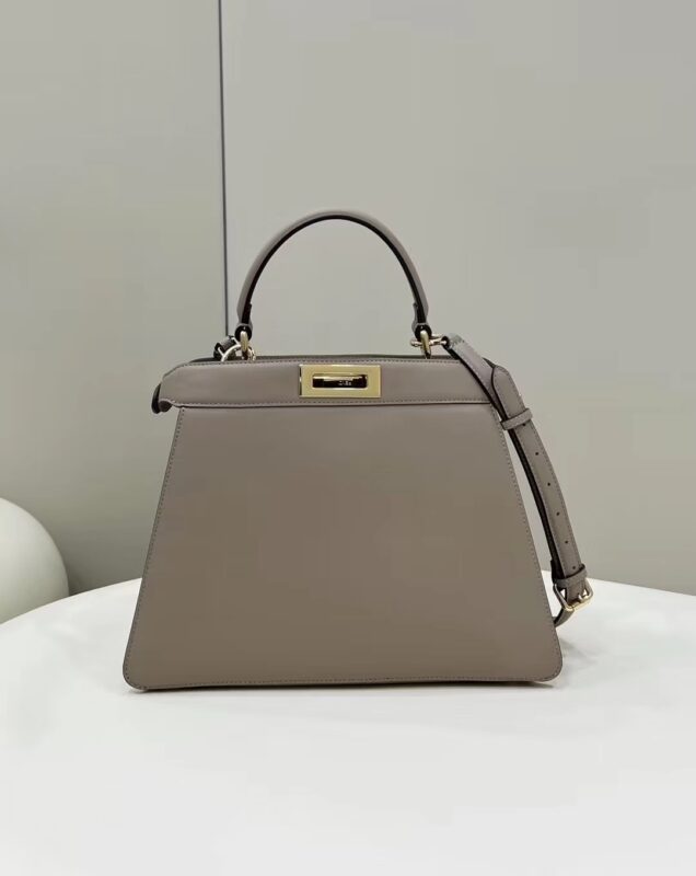 Replica Fendi Peekaboo With Patch Pocket Beige 4 Replica Fendi Peekaboo With Patch Pocket Beige - premium 1:1 fake handbag model