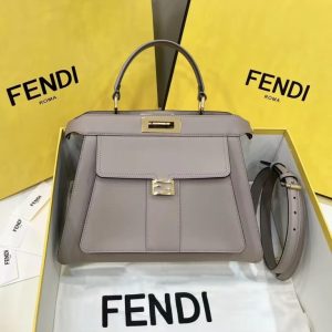 Replica Fendi Peekaboo With Patch Pocket Beige 1 Replica Fendi Peekaboo With Patch Pocket Beige - 1:1 designer replica handbag