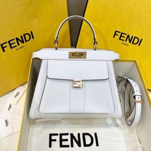 Replica Fendi Peekaboo With Patch Pocket White 1 Replica Fendi Peekaboo With Patch Pocket White - top-rated replica designer bag