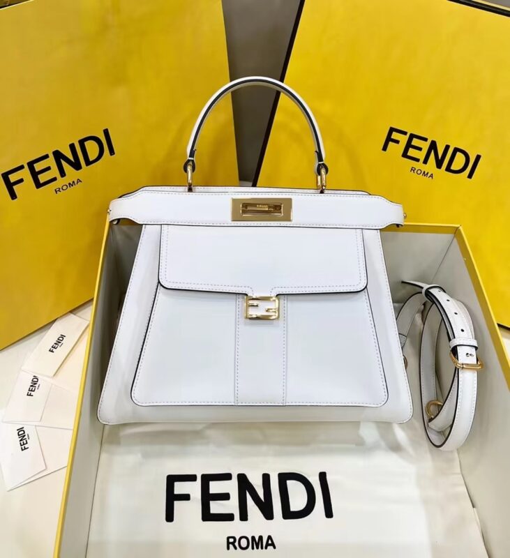 Replica Fendi Peekaboo With Patch Pocket White 1 Replica Fendi Peekaboo With Patch Pocket White - top-rated replica designer bag