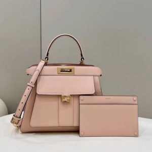 Replica Fendi Peekaboo With Patch Pocket Pink 4 Replica Fendi Peekaboo With Patch Pocket Pink - 1:1 designer replica handbag