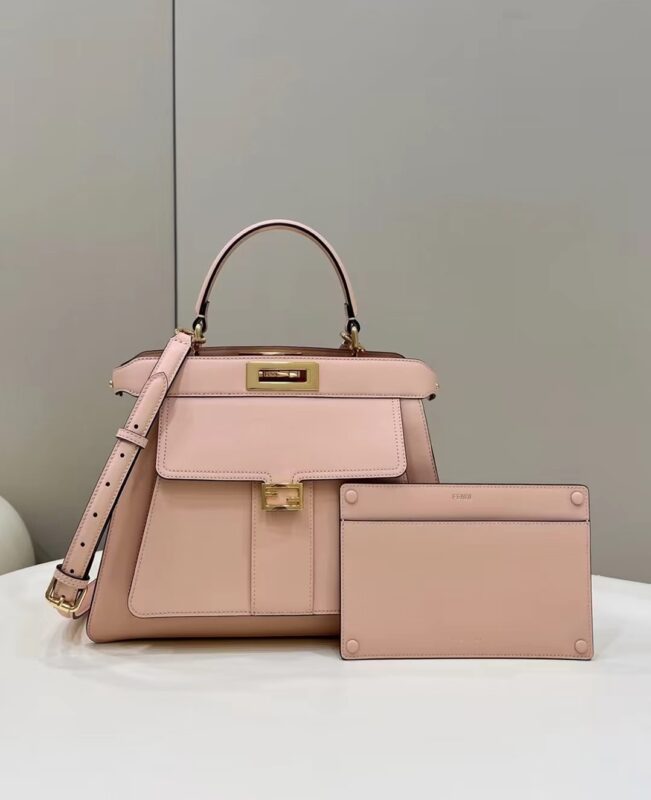 Replica Fendi Peekaboo With Patch Pocket Pink 4 Replica Fendi Peekaboo With Patch Pocket Pink - 1:1 designer replica handbag